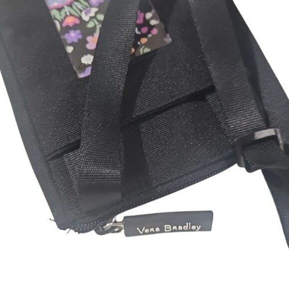 Vera Bradley Crossbody Phone Purse Black Floral Pattern Inside RN 156007 VB120 - Picture 7 of 7